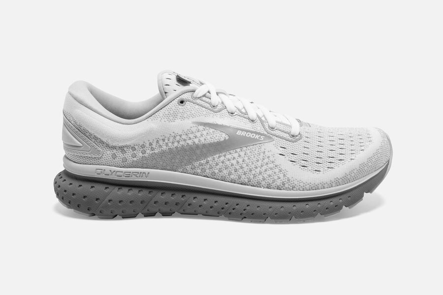 Tenis Corrida Brooks Glycerin 18 Feminino Brasil - Branco/Cinzentas 9127048-ZS